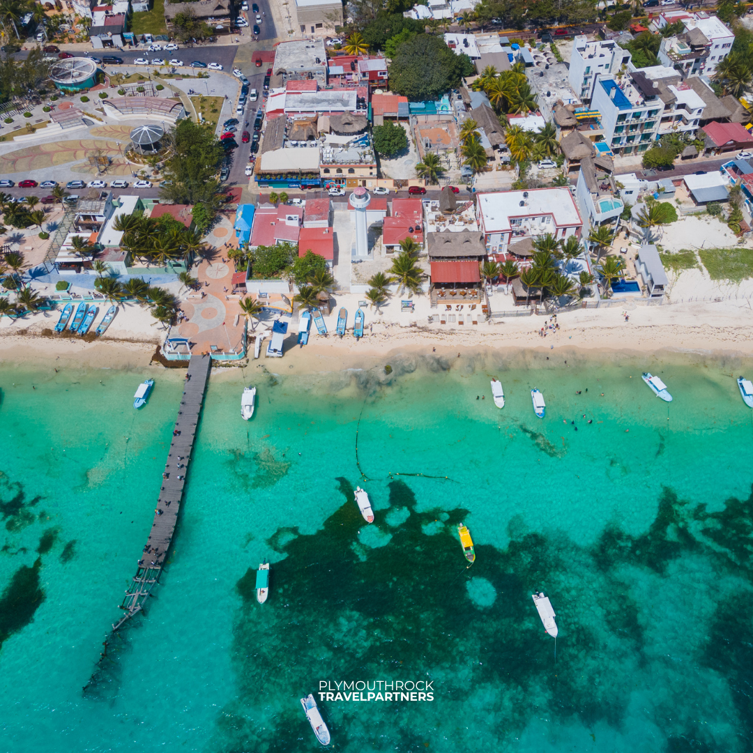 Aerial view of Puerto Morelos beach
